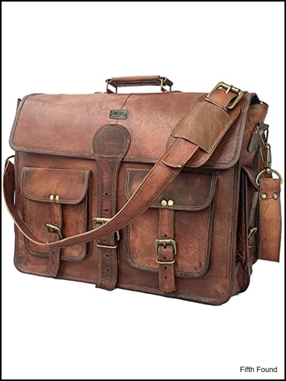 Handmade Full-Grain Leather Messenger Bag Fits 15.5" Laptop Briefcase Satchel